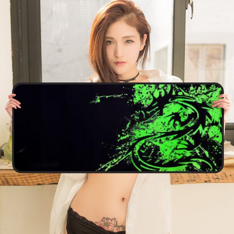 Qisan Large Gaming Mouse Pad Extended Size Mousepad for Computer Desktop PC Laptop 31.5"x11.8"x0.15" Keyboard Pad Desk Pad with Anti-Slip Rubber Base | Large Desk Mat for Keyboard and Mouse-Dragon - Image 5